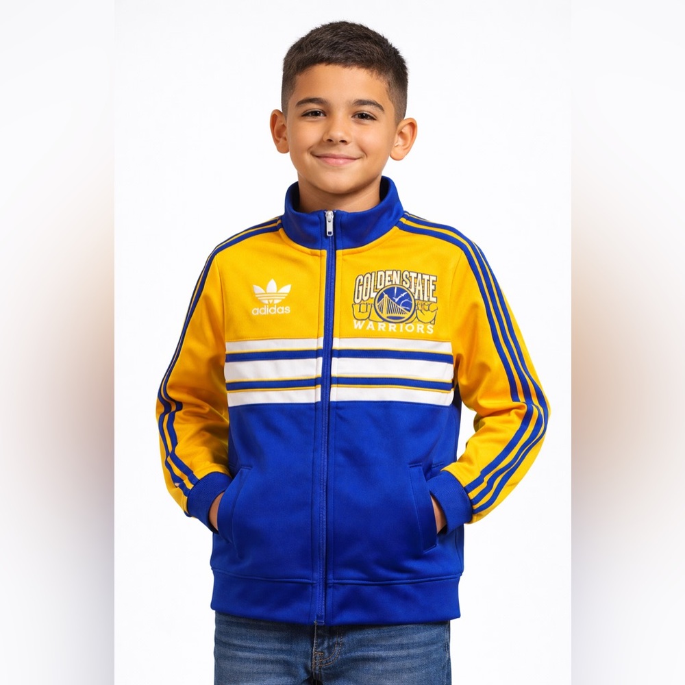 Adidas‎ Golden State Warriors Track Jacket Youth Small Y2K Rare NBA Trefoil Zip